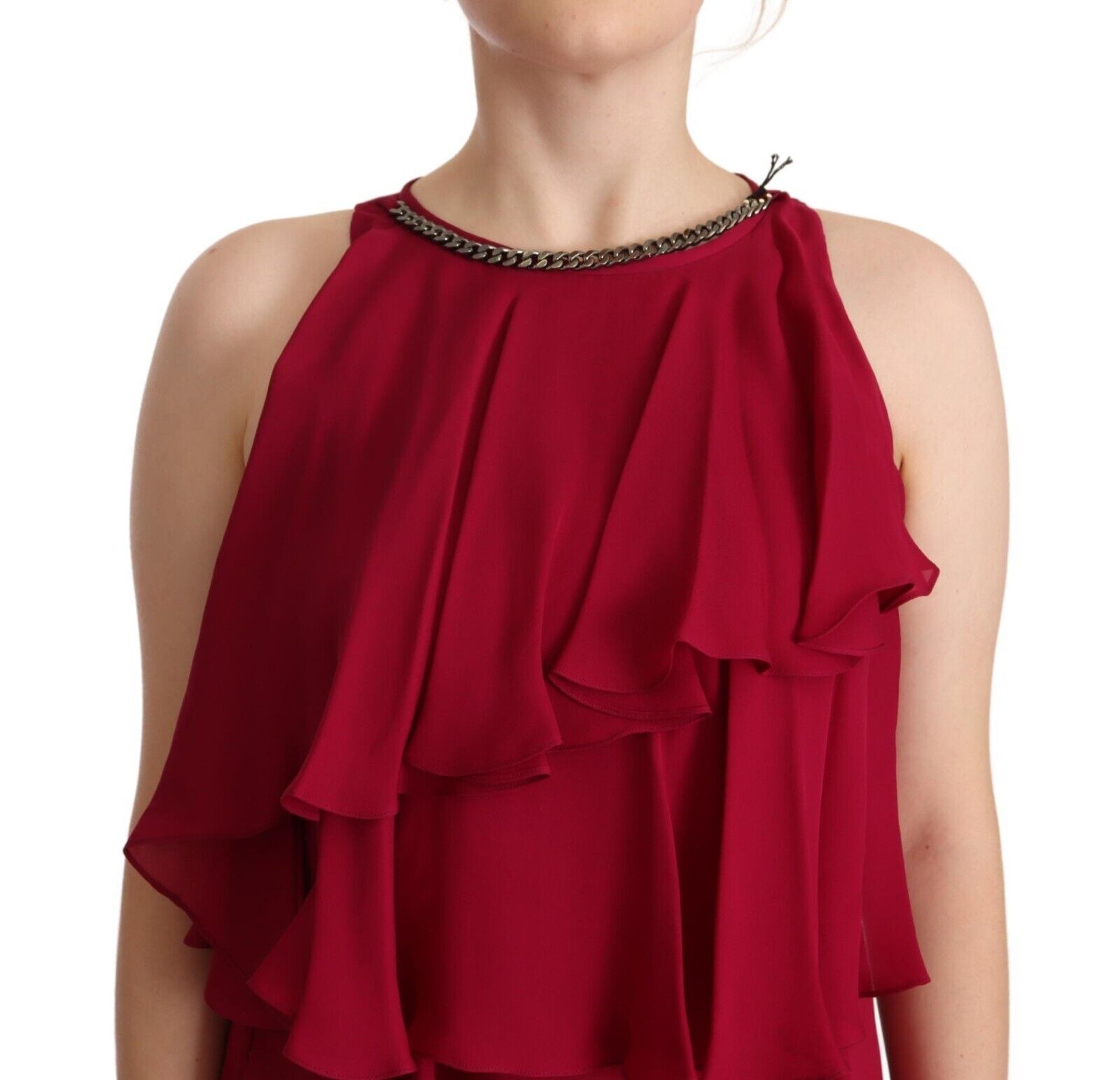 Robe longue sans manches évasée en soie à volants PLEIN SUD Orchid