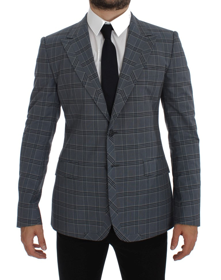 Veste de blazer ajustée à carreaux bleus Dolce & Gabbana