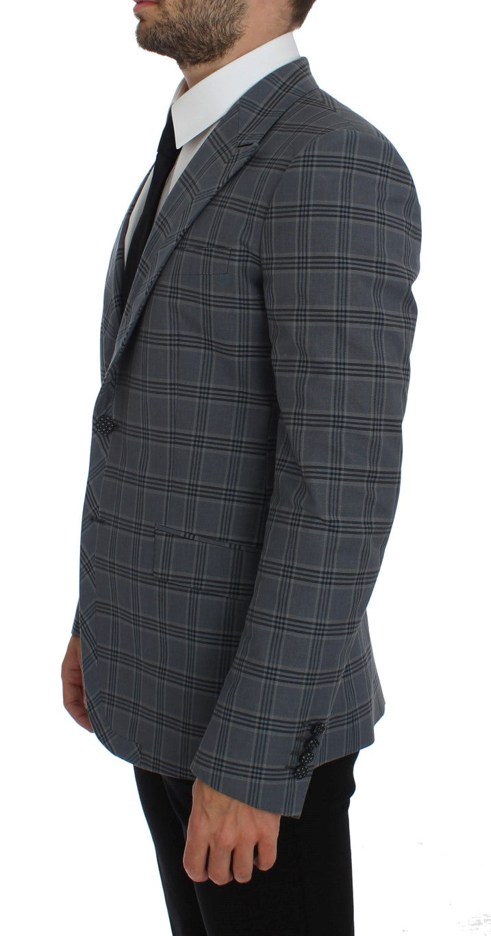 Veste de blazer ajustée à carreaux bleus Dolce & Gabbana