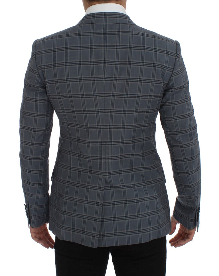 Veste de blazer ajustée à carreaux bleus Dolce & Gabbana
