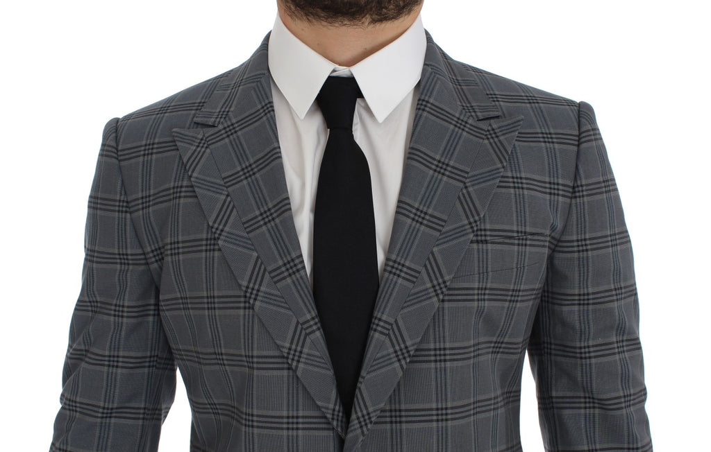 Veste de blazer ajustée à carreaux bleus Dolce & Gabbana