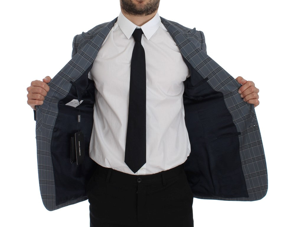 Veste de blazer ajustée à carreaux bleus Dolce & Gabbana
