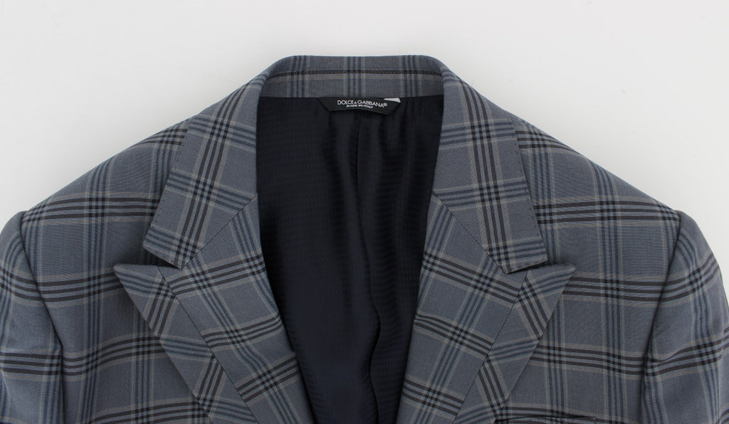 Veste de blazer ajustée à carreaux bleus Dolce & Gabbana