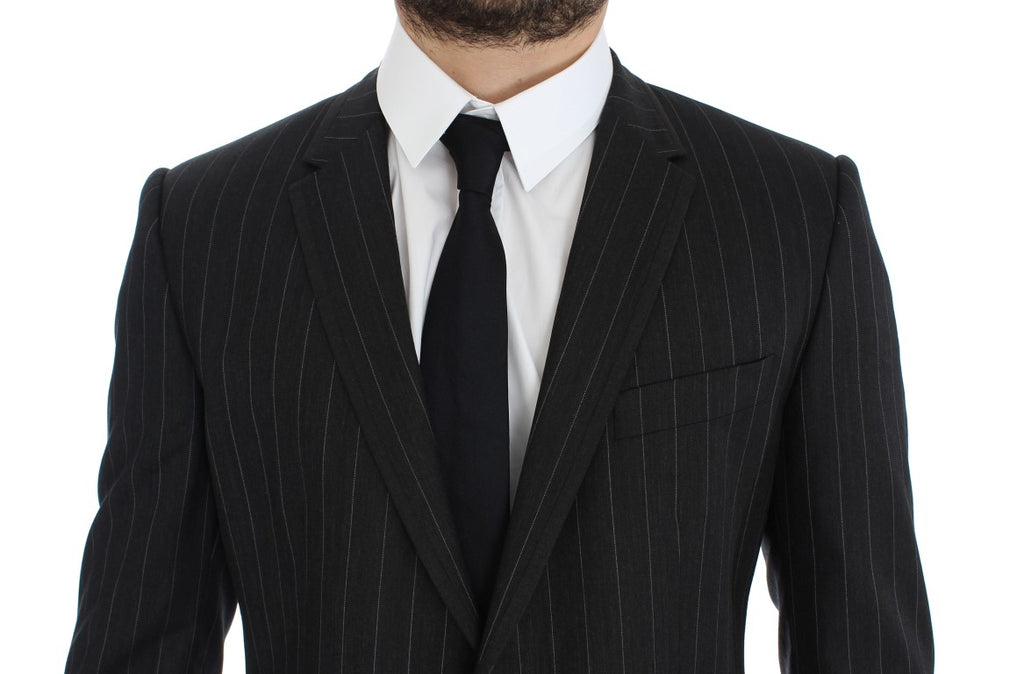 Blazer en laine Dolce & Gabbana gris rayé coupe ajustée