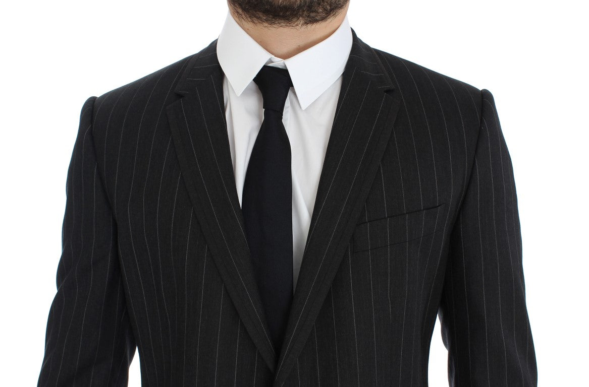 Blazer en laine Dolce & Gabbana gris rayé coupe ajustée