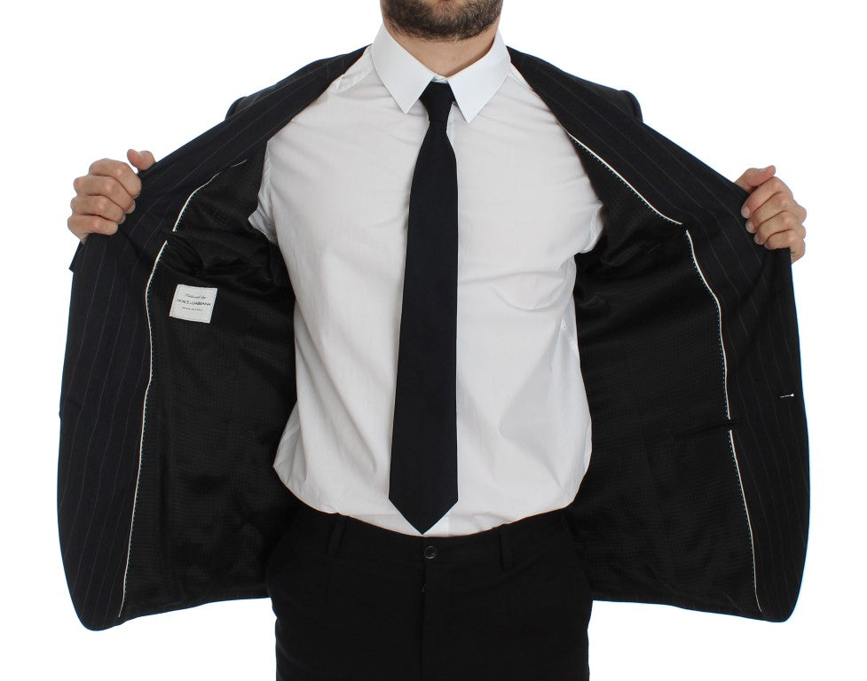 Blazer en laine Dolce & Gabbana gris rayé coupe ajustée
