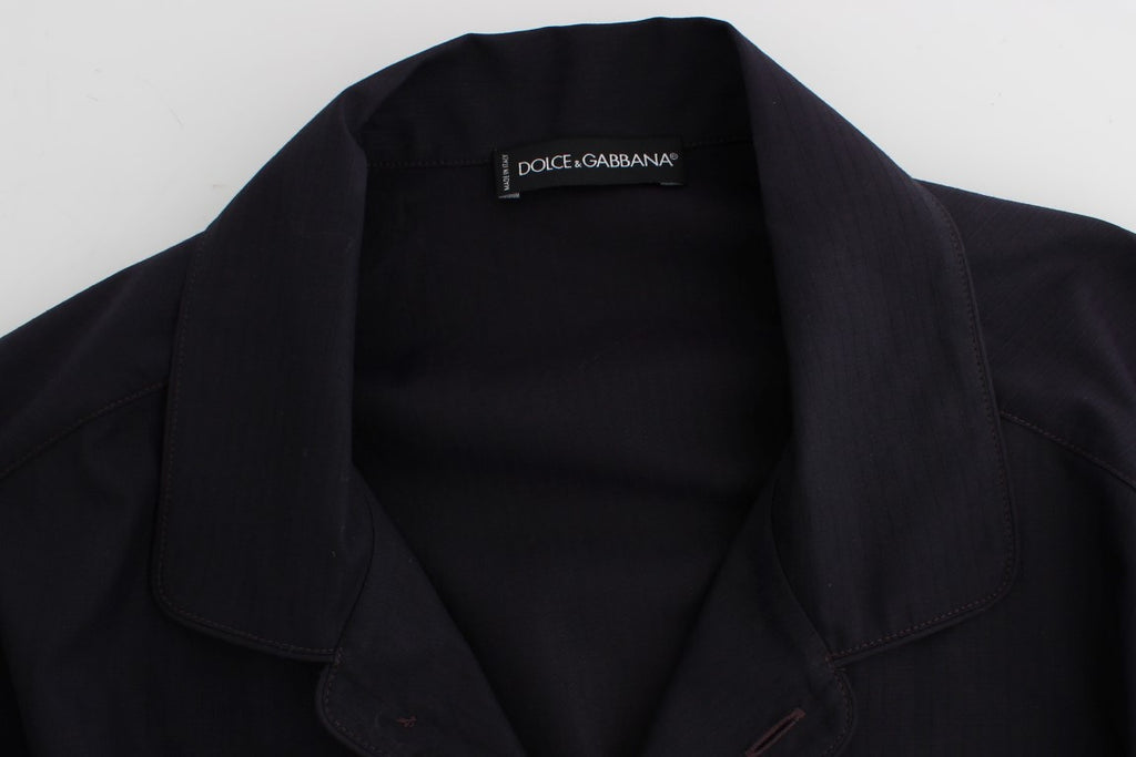 Dolce &amp; Gabbana Lila gestreiftes Pyjama-Lounge-Shirt aus Baumwolle