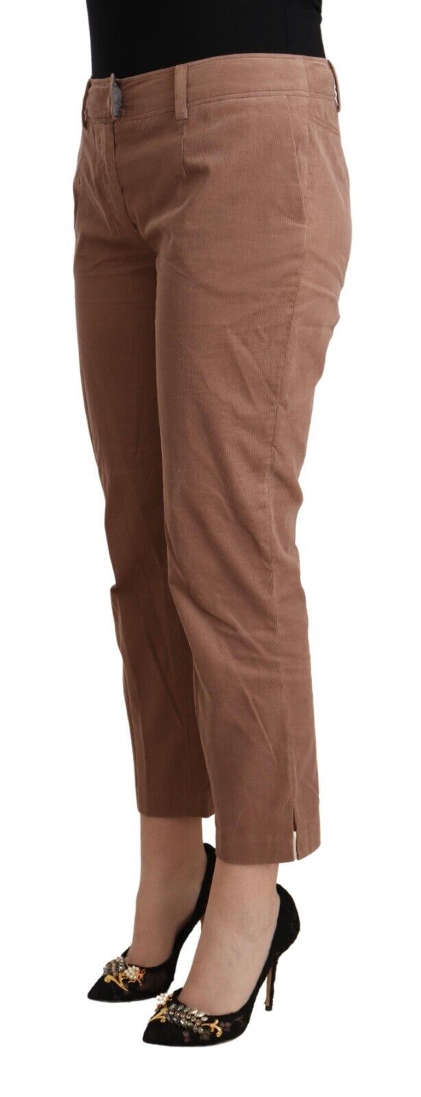 Pantalon fuselé court en coton marron Costume National