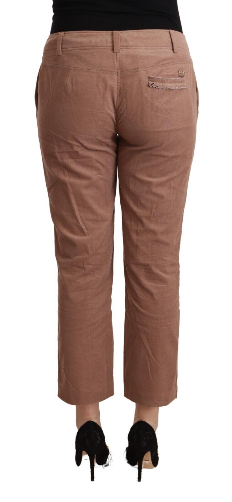 Pantalon fuselé court en coton marron Costume National