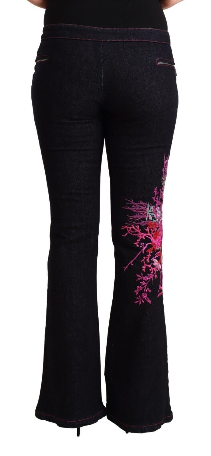 Exte Schwarze Schlagjeans aus Baumwolle mit mittlerer Taille