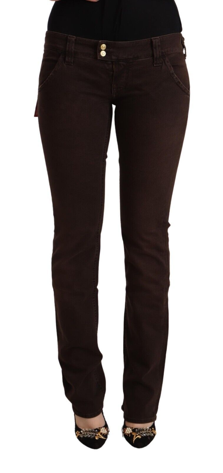 CYCLE Jeans aus Stretch-Baumwolle in Slim Fit mit niedriger Taille in Braun