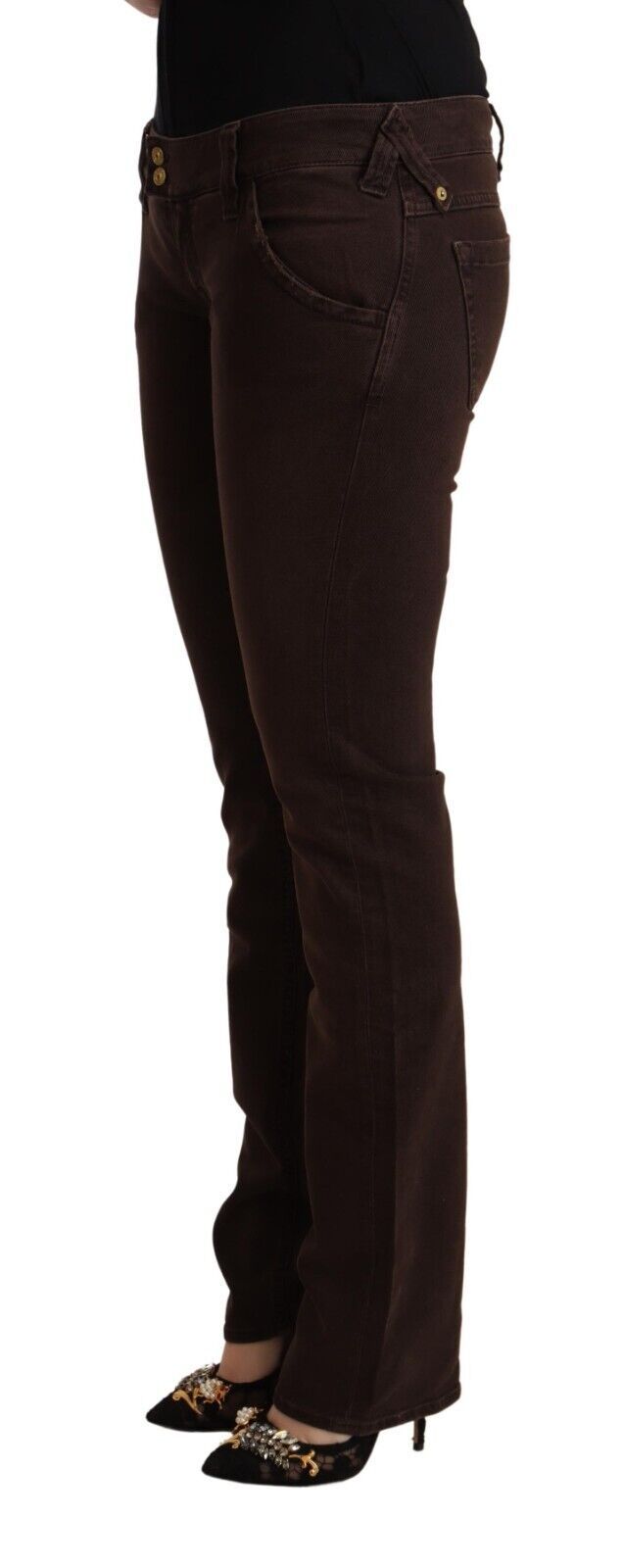 CYCLE Jeans aus Stretch-Baumwolle in Slim Fit mit niedriger Taille in Braun