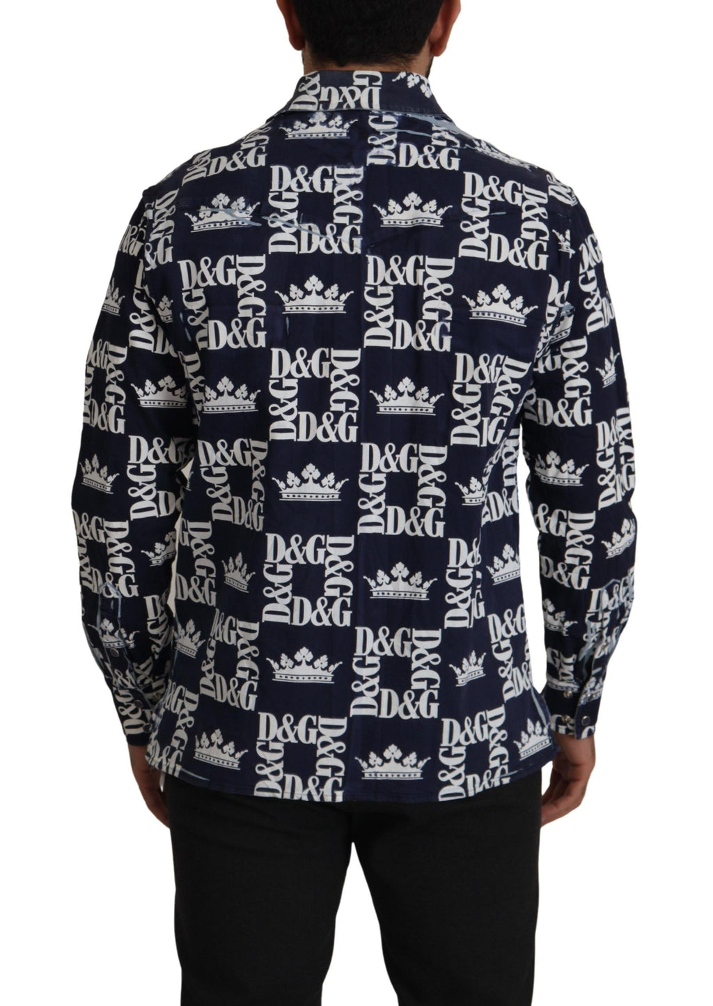 Chemise décontractée en jean stretch bleu avec logo DG Dolce & Gabbana