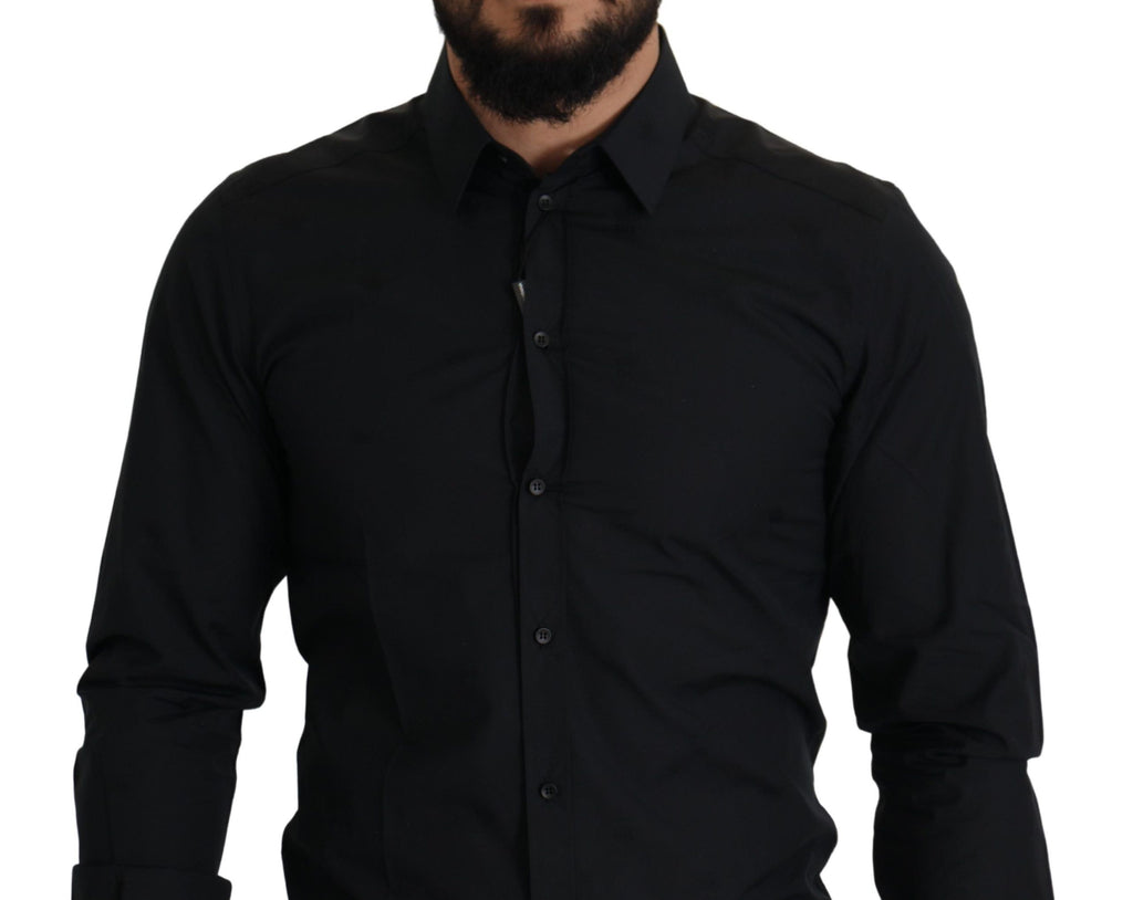 Chemise habillée Dolce & Gabbana GOLD cintrée en coton noir
