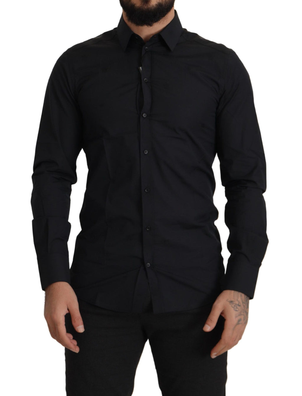 Chemise habillée Dolce & Gabbana GOLD cintrée en coton noir