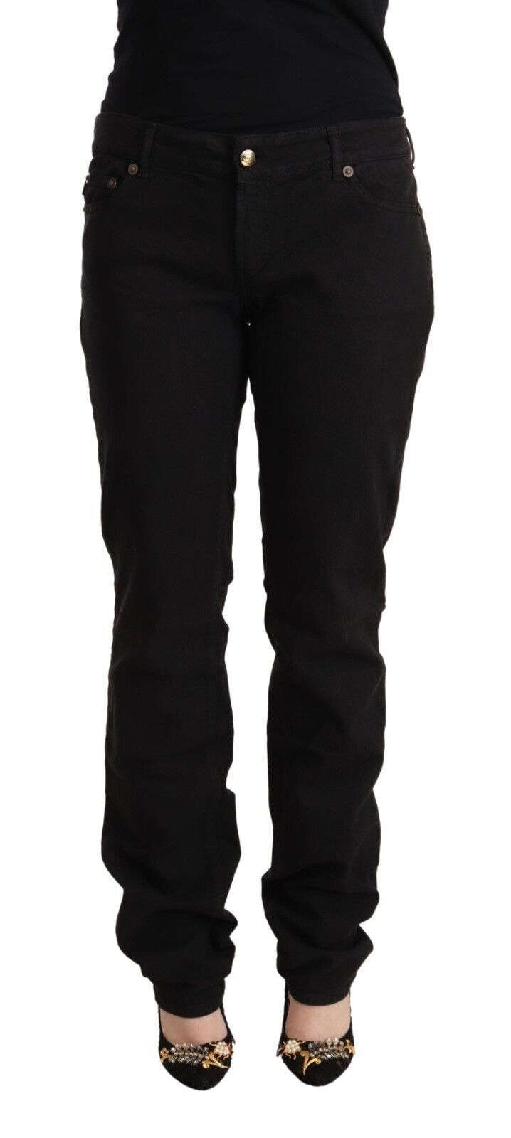 Jeans Skinny Just Cavalli en Coton Denim Noir Taille Moyenne