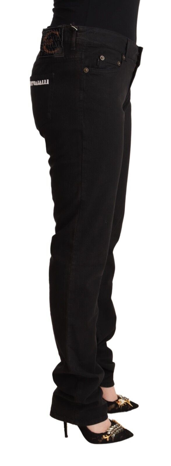Jeans Skinny Just Cavalli en Coton Denim Noir Taille Moyenne