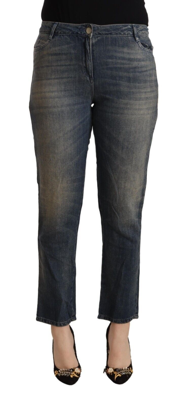 Twinset – Kurze Capri-Jeans aus gewaschener Baumwolle in Blau für Damen