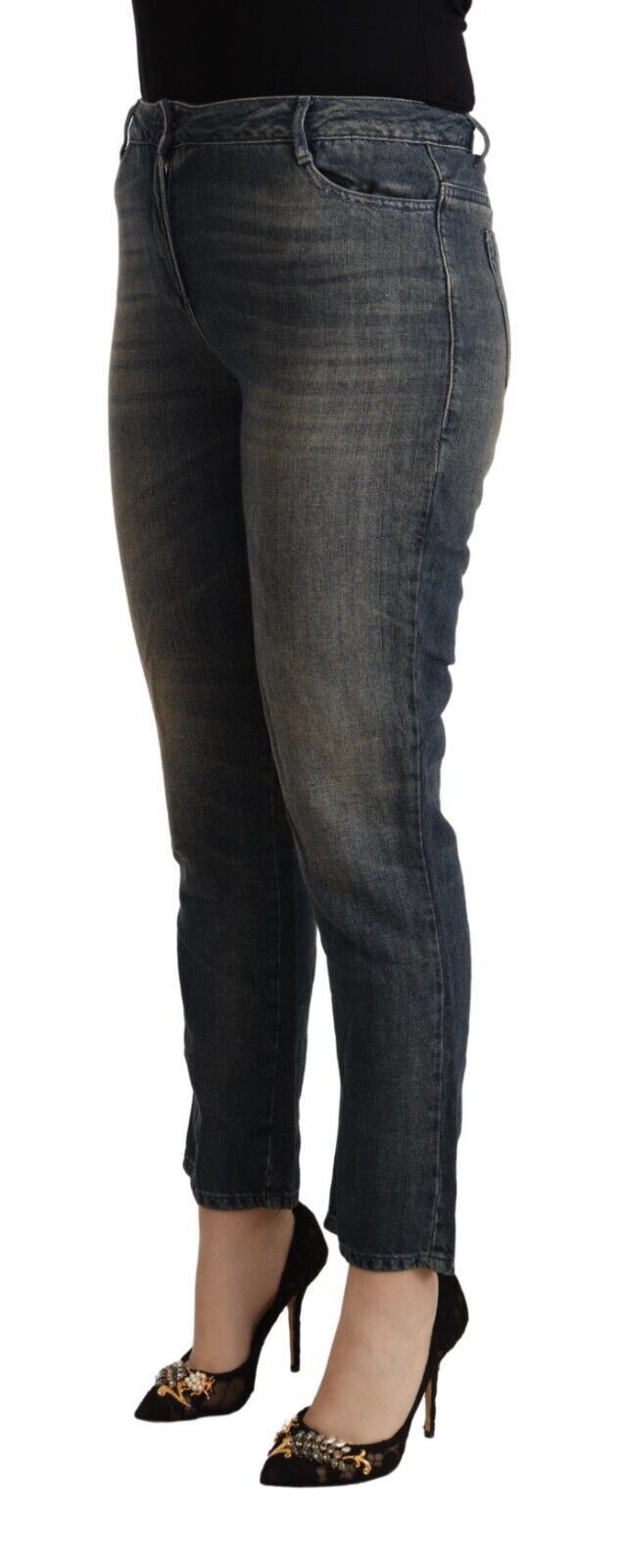 Twinset – Kurze Capri-Jeans aus gewaschener Baumwolle in Blau für Damen