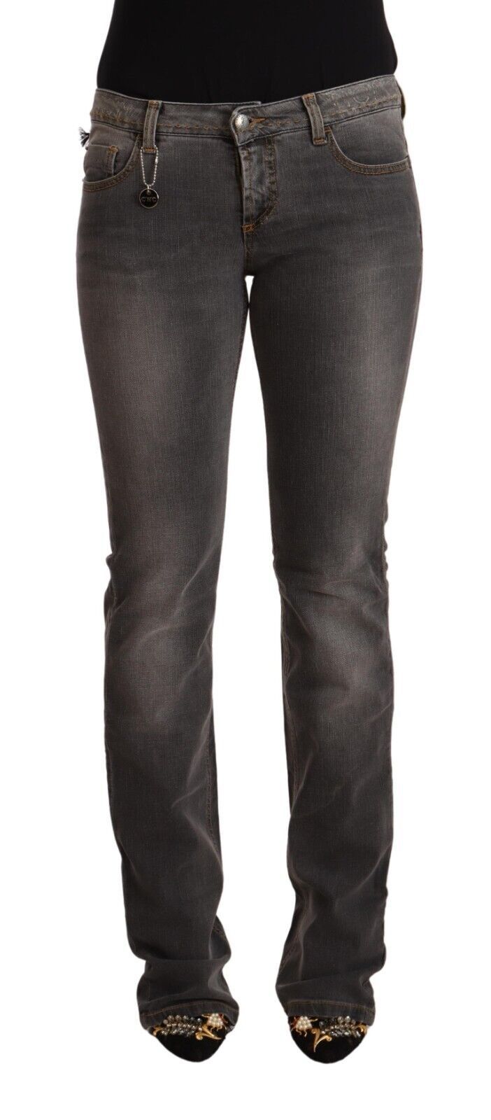 Jean en denim droit Costume National, gris délavé, taille basse