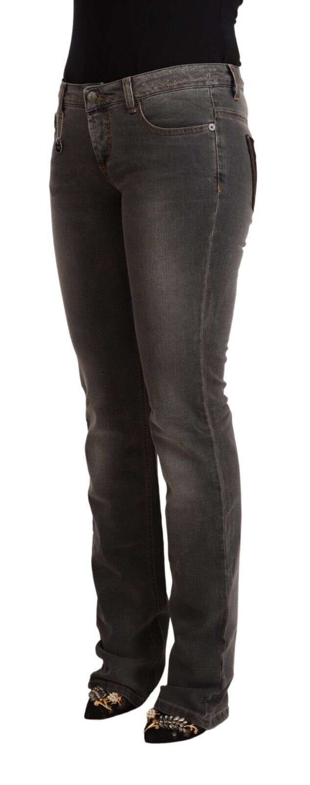 Jean en denim droit Costume National, gris délavé, taille basse