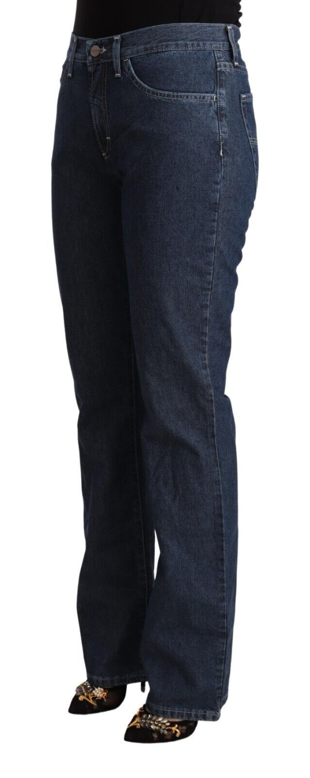 Jean en jean évasé taille mi-haute en coton bleu GF Ferre