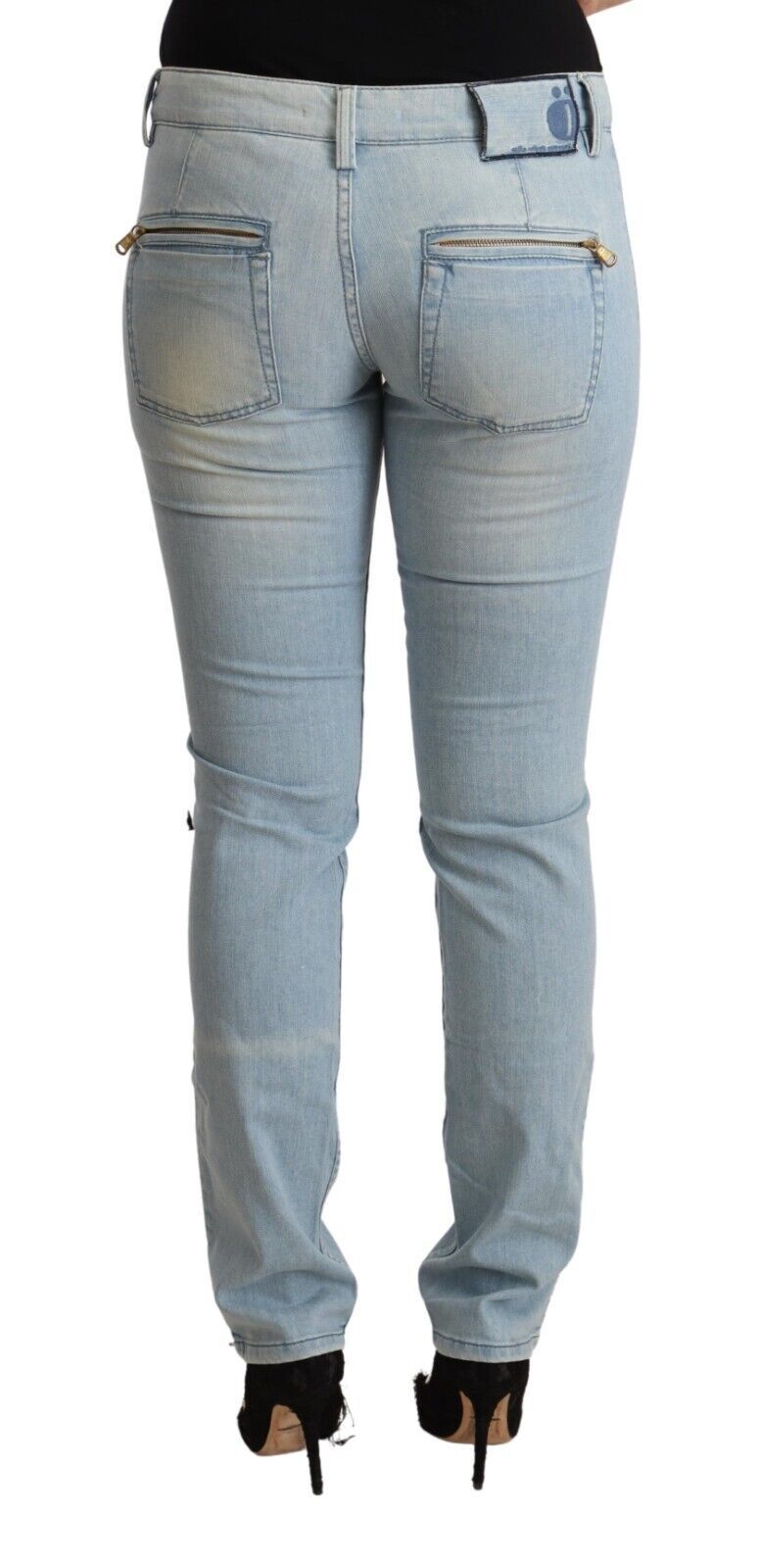 MILA SCHÖN Jean Slim Taille Mi-Haute en Coton Bleu Clair