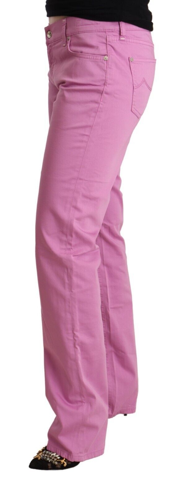 Jean fuselé taille basse en denim de coton rose Jacob Cohen