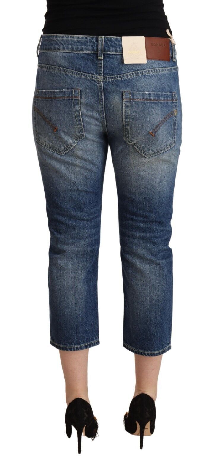 Dondup – Capri-Jeans aus verwaschenem Denim mit mittlerer Taille in Blau