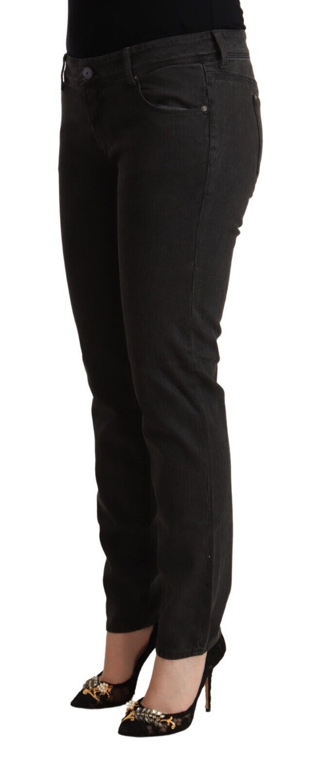 Ermanno Scervino Jean Skinny Taille Basse en Coton Denim Noir