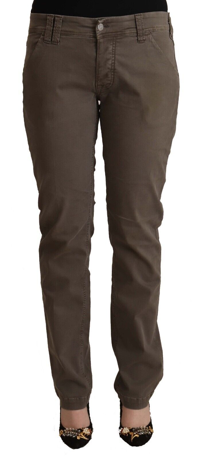 CYCLE Braune Skinny-Casual-Jeans aus Baumwolle mit niedriger Taille