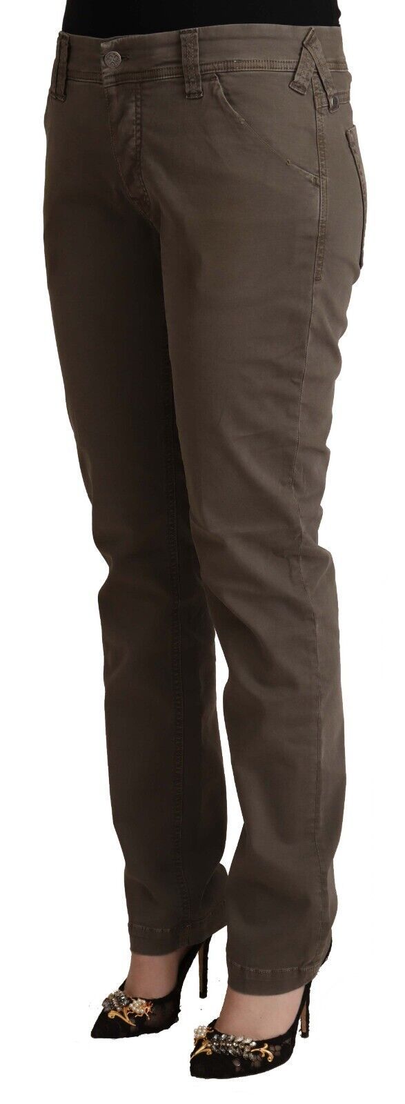 CYCLE Braune Skinny-Casual-Jeans aus Baumwolle mit niedriger Taille