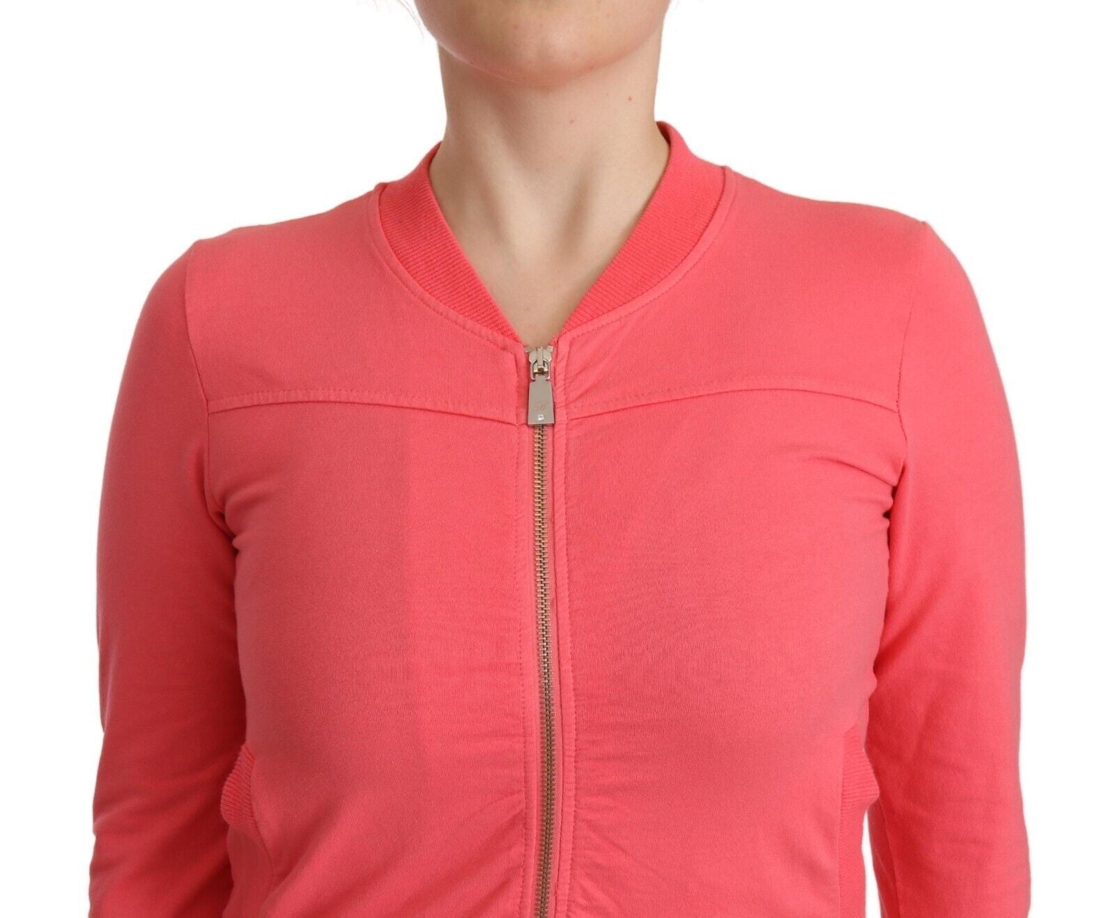 Blumarine – Rosa Pullover mit 3/4-Ärmeln und Reißverschluss und Verzierung