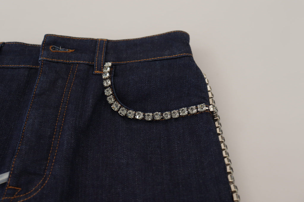Short en jean stretch orné de cristaux Dolce & Gabbana