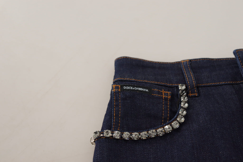 Short en jean stretch orné de cristaux Dolce & Gabbana