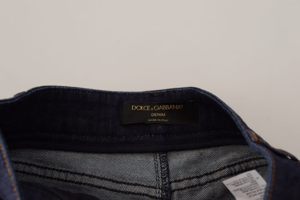 Short en jean stretch orné de cristaux Dolce & Gabbana