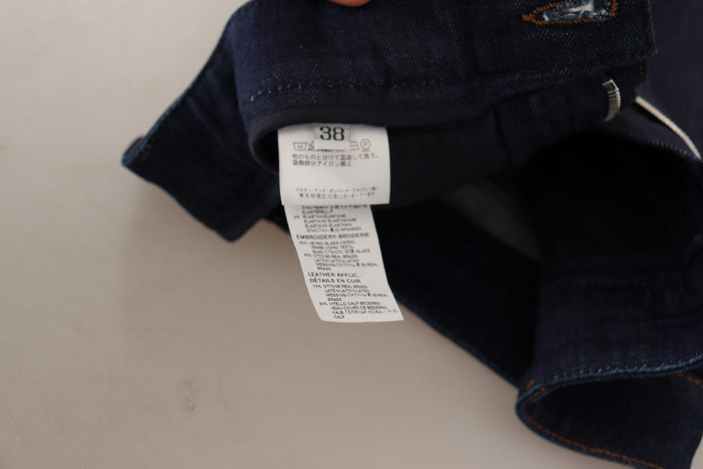 Short en jean stretch orné de cristaux Dolce & Gabbana