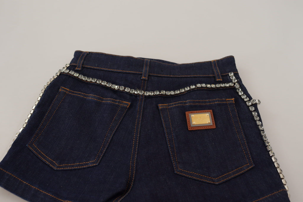 Short en jean stretch orné de cristaux Dolce & Gabbana