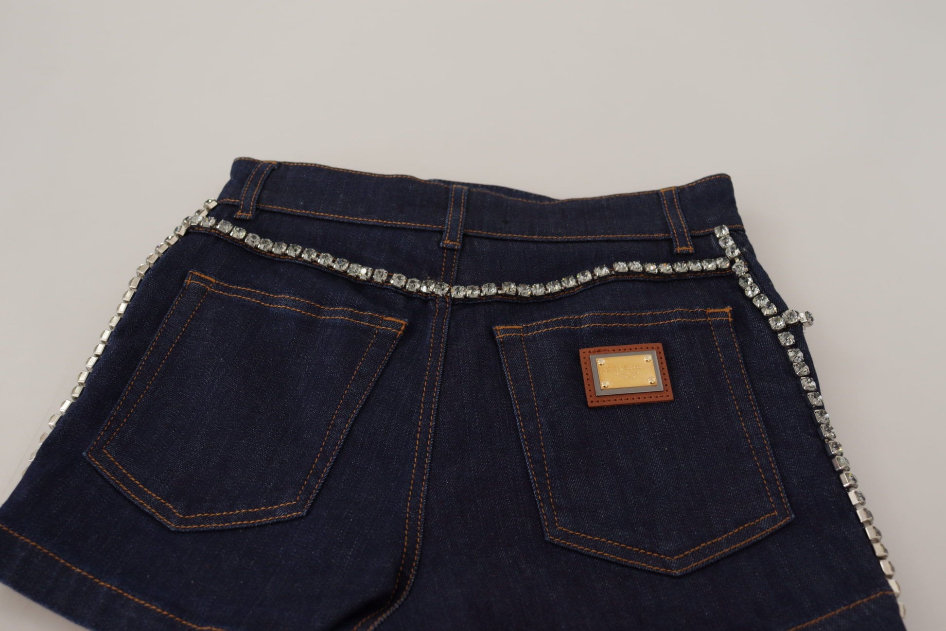 Short en jean stretch orné de cristaux Dolce & Gabbana