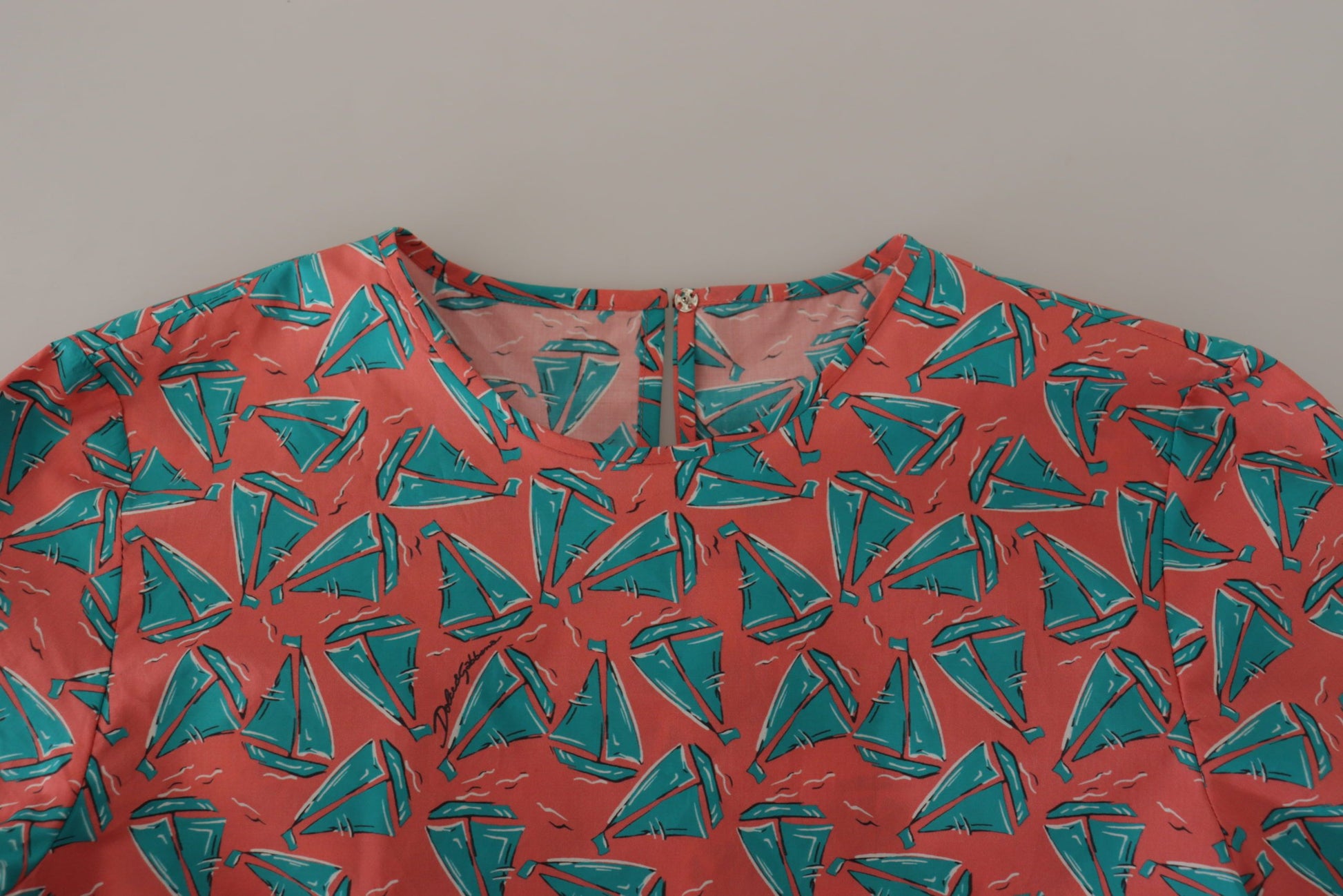 T-shirt en coton imprimé bateau à voile rose Dolce & Gabbana