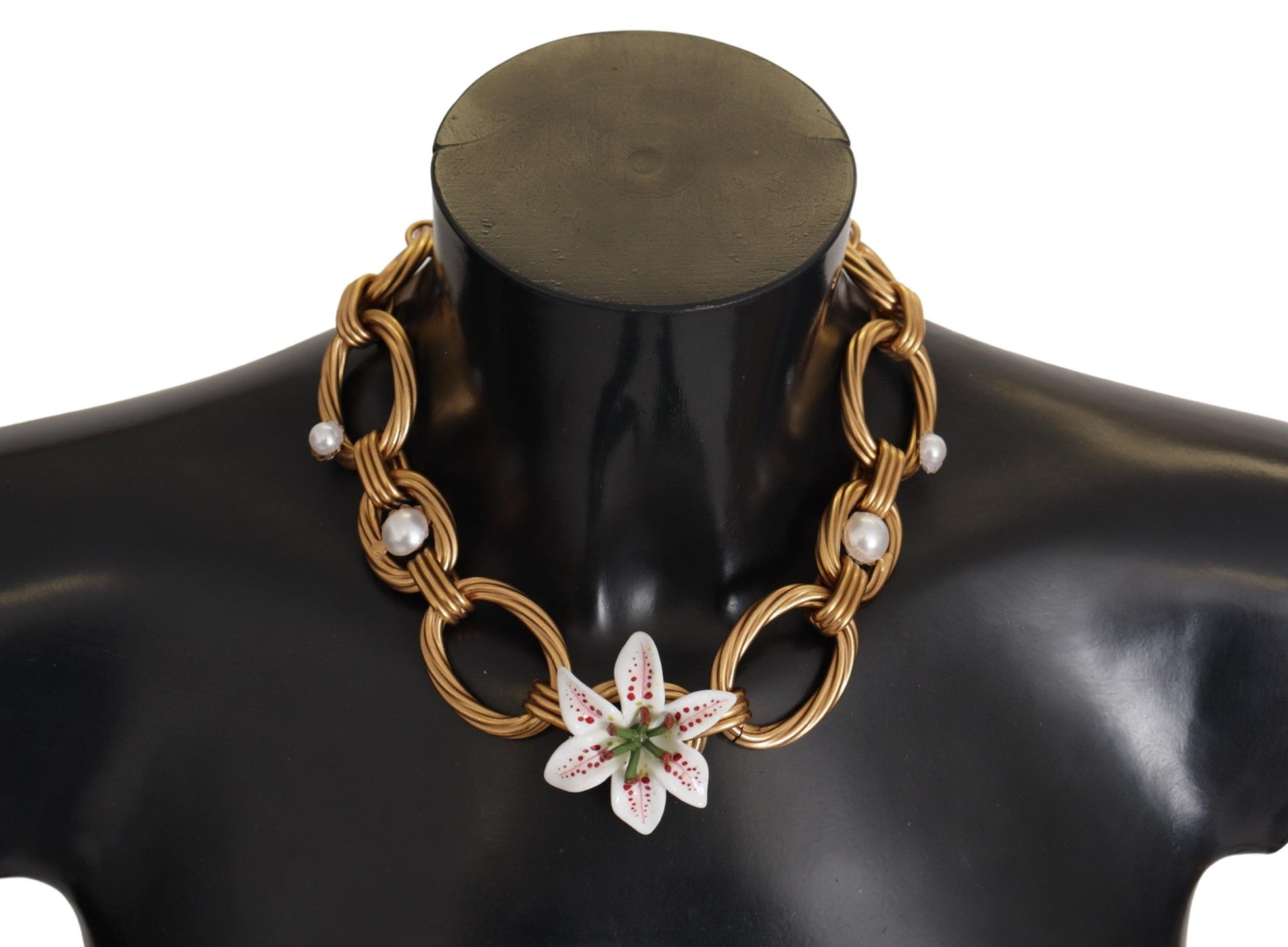 Dolce &amp; Gabbana – Elegante Halskette mit goldenem Lilienblüten-Anhänger