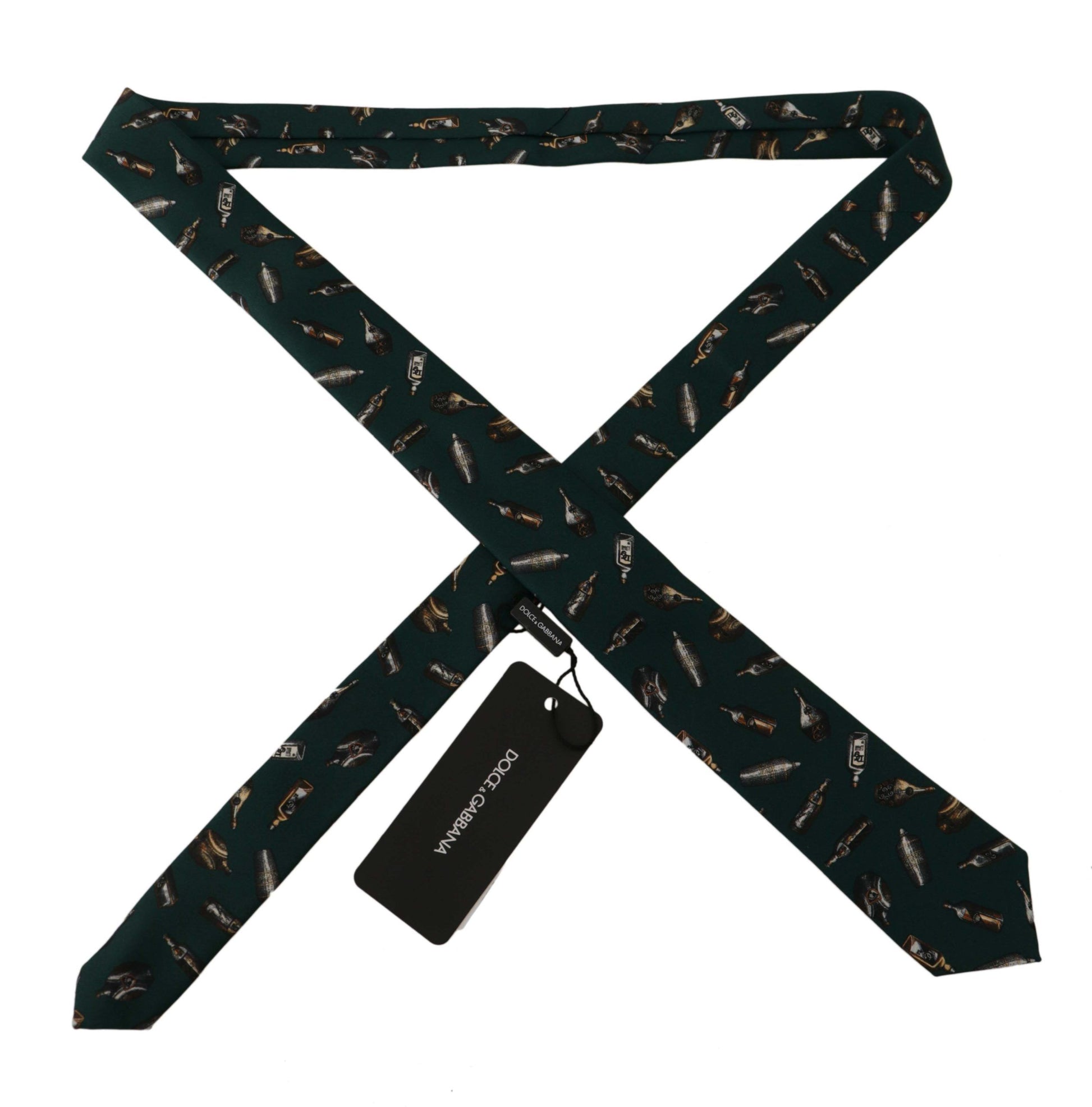 Cravate en Soie Dolce & Gabbana Noire à Imprimé Fantaisie avec Accessoire Ajustable