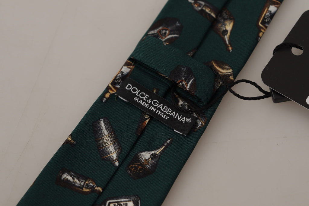 Cravate en Soie Dolce & Gabbana Noire à Imprimé Fantaisie avec Accessoire Ajustable