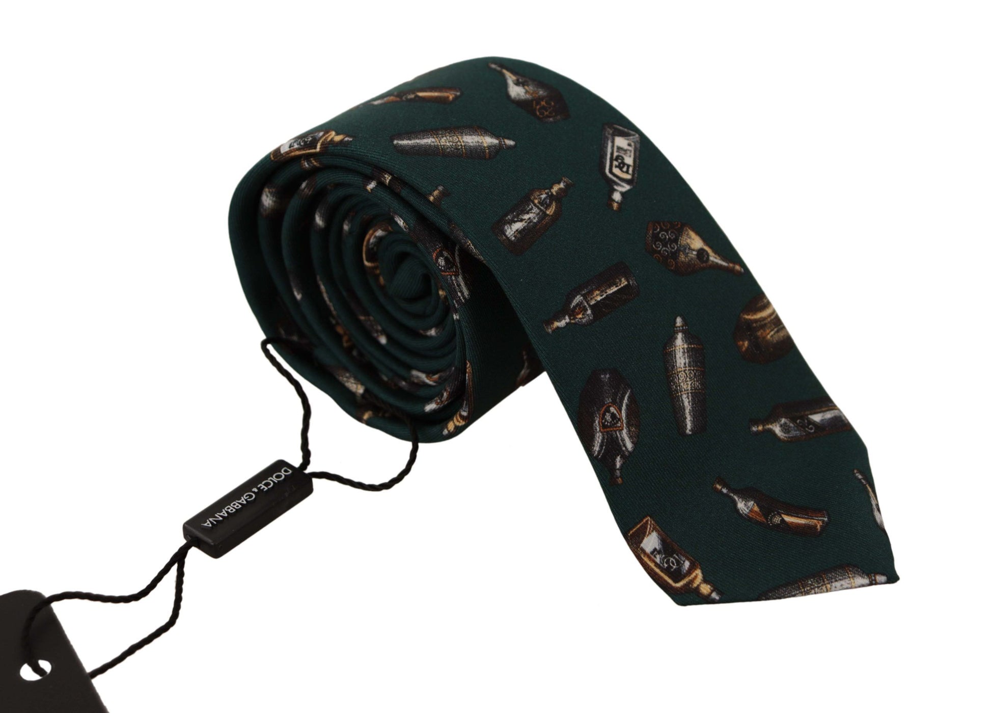 Cravate en Soie Dolce & Gabbana Noire à Imprimé Fantaisie avec Accessoire Ajustable