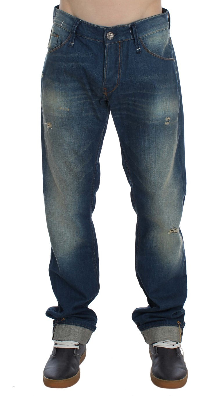 Jean délavé en coton stretch coupe ample Acht Blue