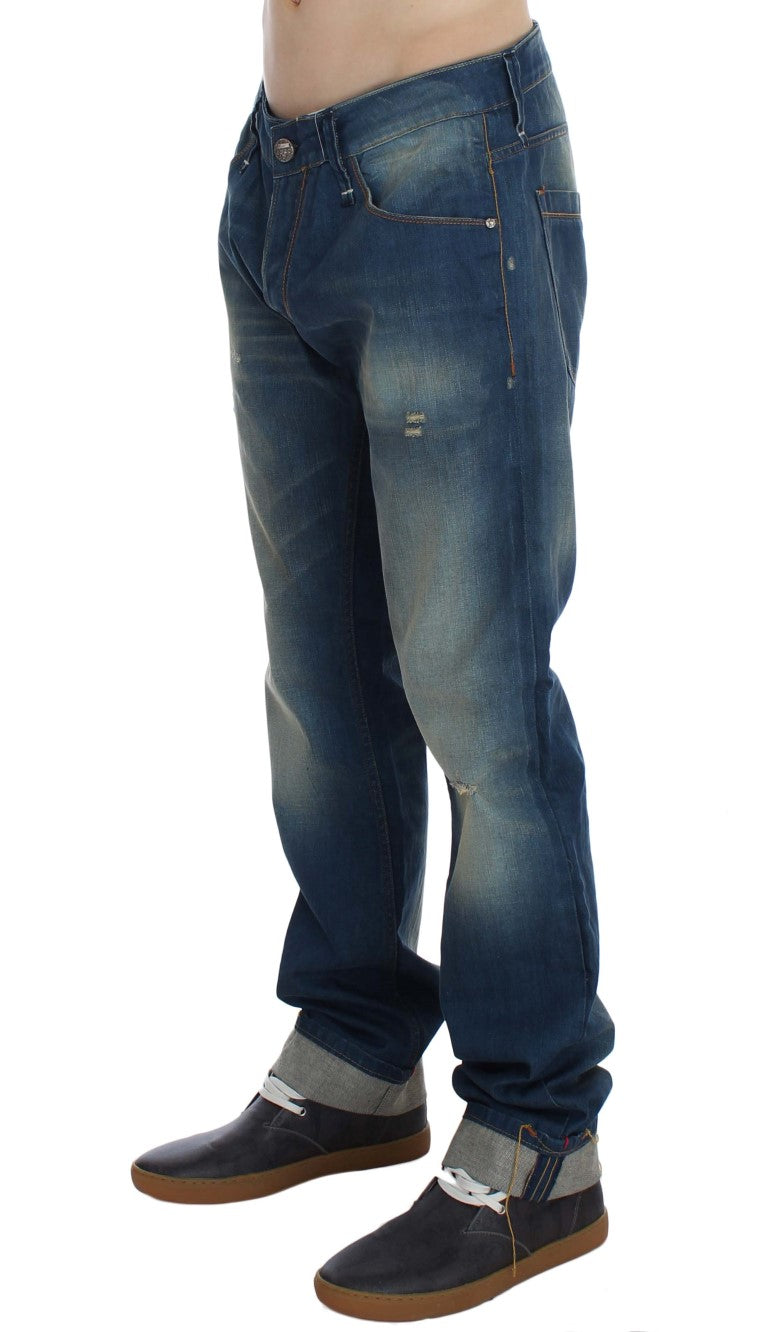 Jean délavé en coton stretch coupe ample Acht Blue
