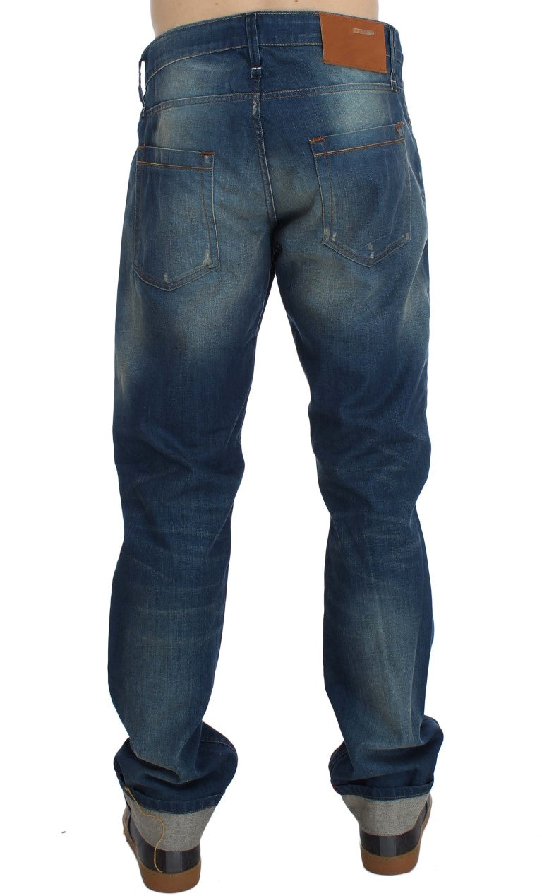 Jean délavé en coton stretch coupe ample Acht Blue