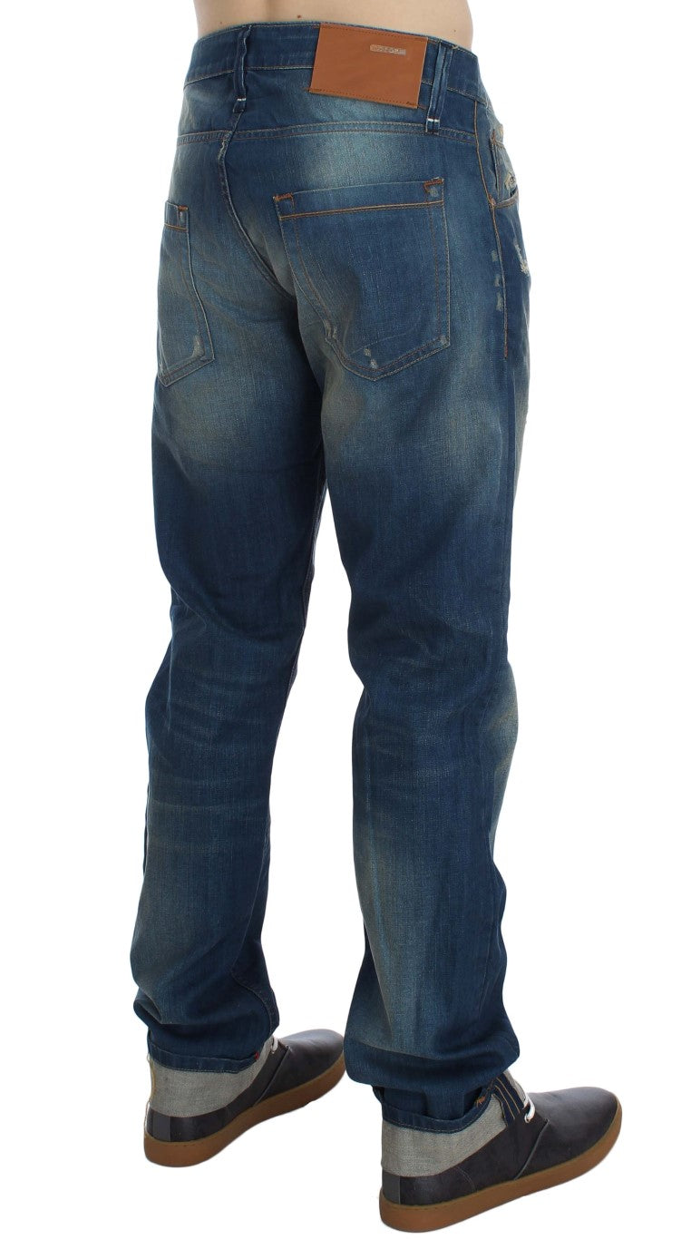 Jean délavé en coton stretch coupe ample Acht Blue