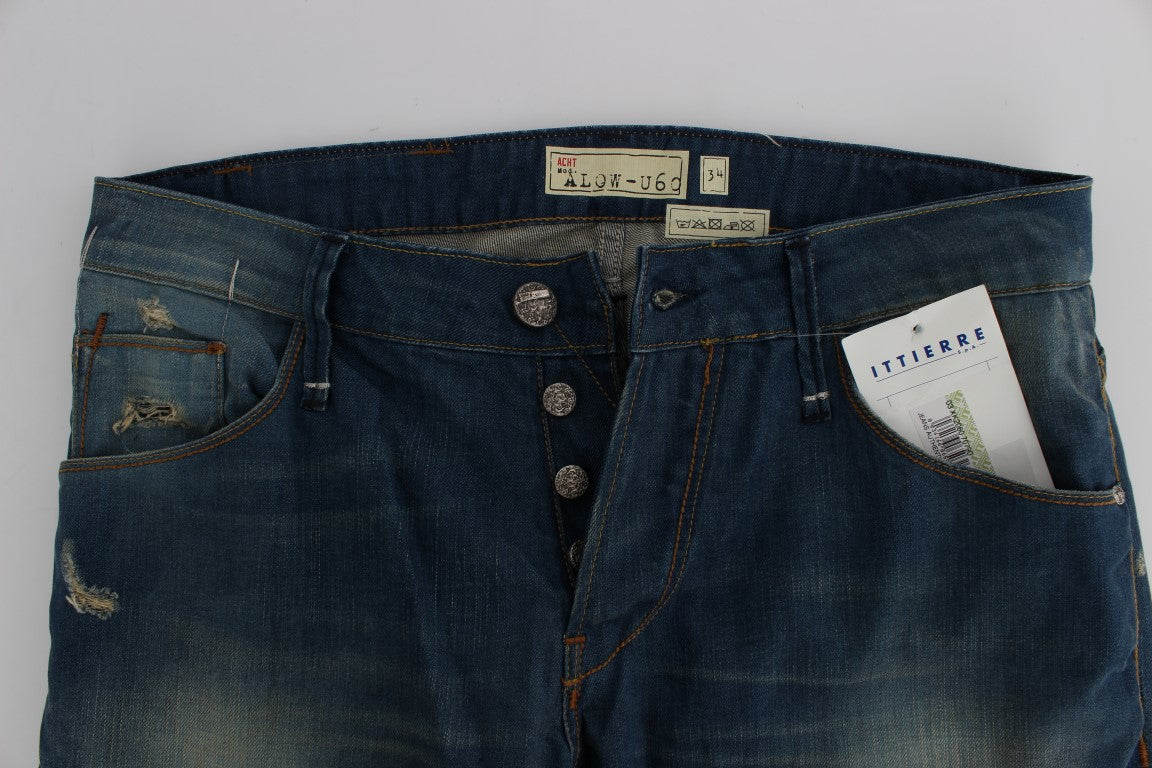 Jean délavé en coton stretch coupe ample Acht Blue
