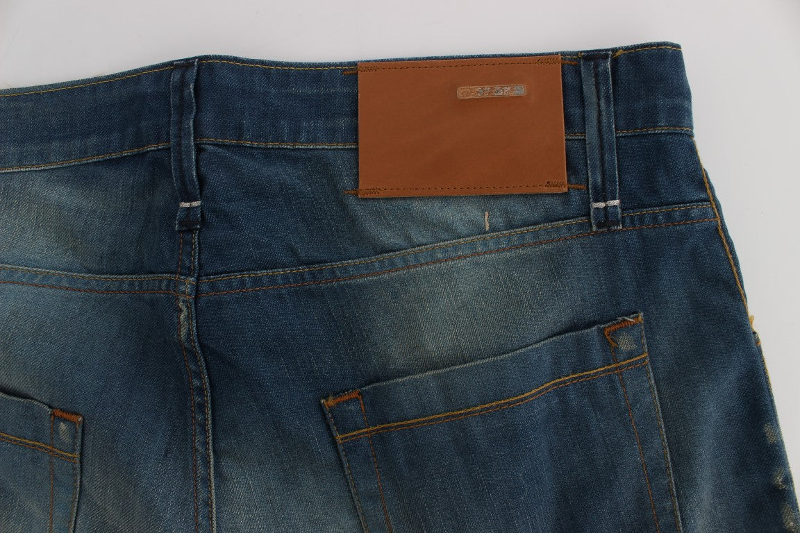 Jean délavé en coton stretch coupe ample Acht Blue